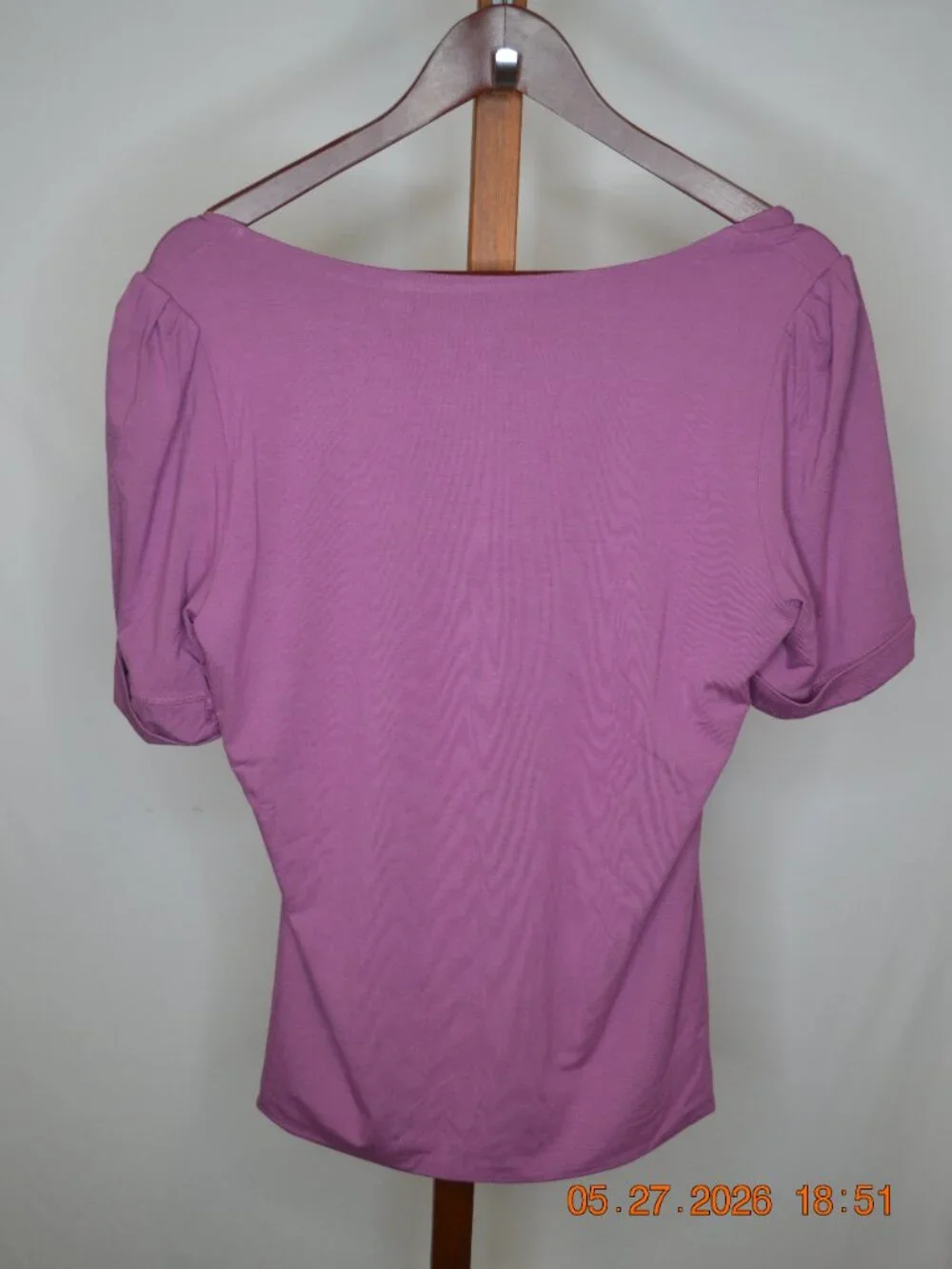White House Black Market Women’s Large Plum Short Sleeve Layered Blouse NWT
